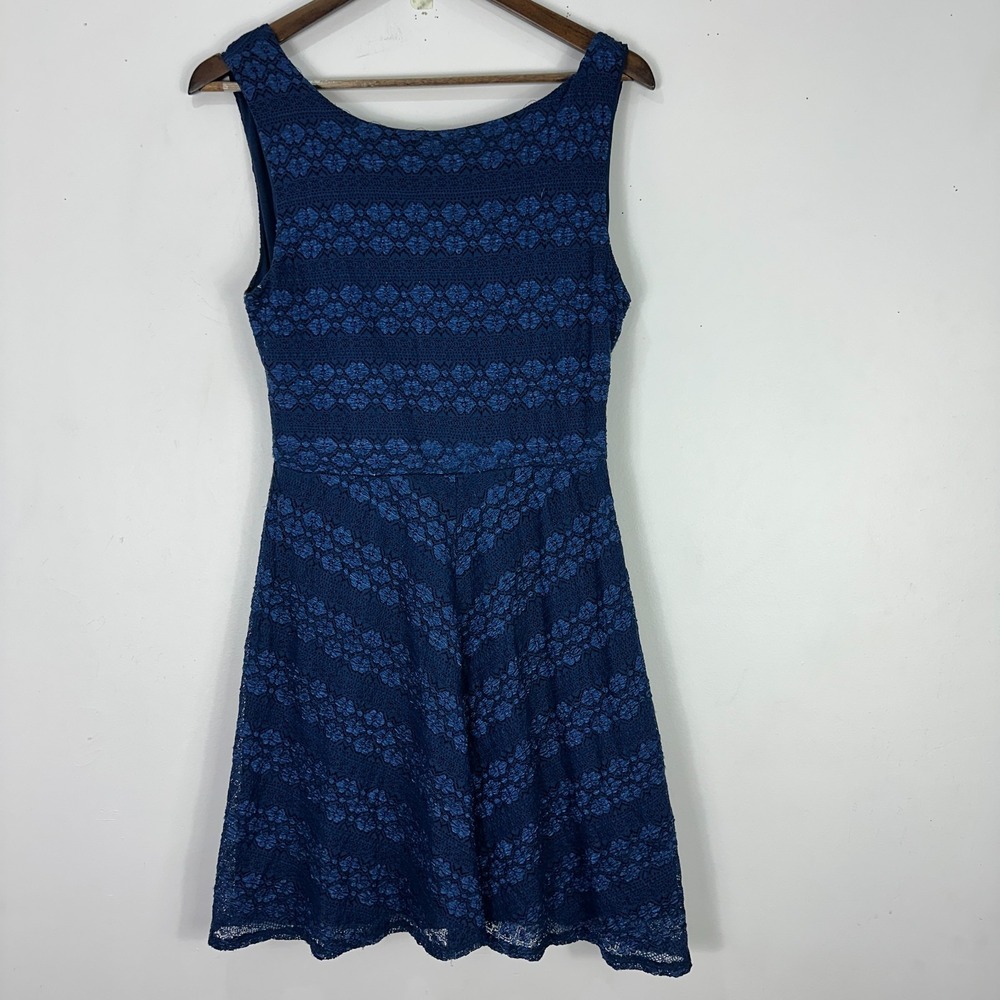 Vintage 90s B Smart Dress 12 Navy Blue Lace‎ Fit Flare Y2K Romantic Coquette
